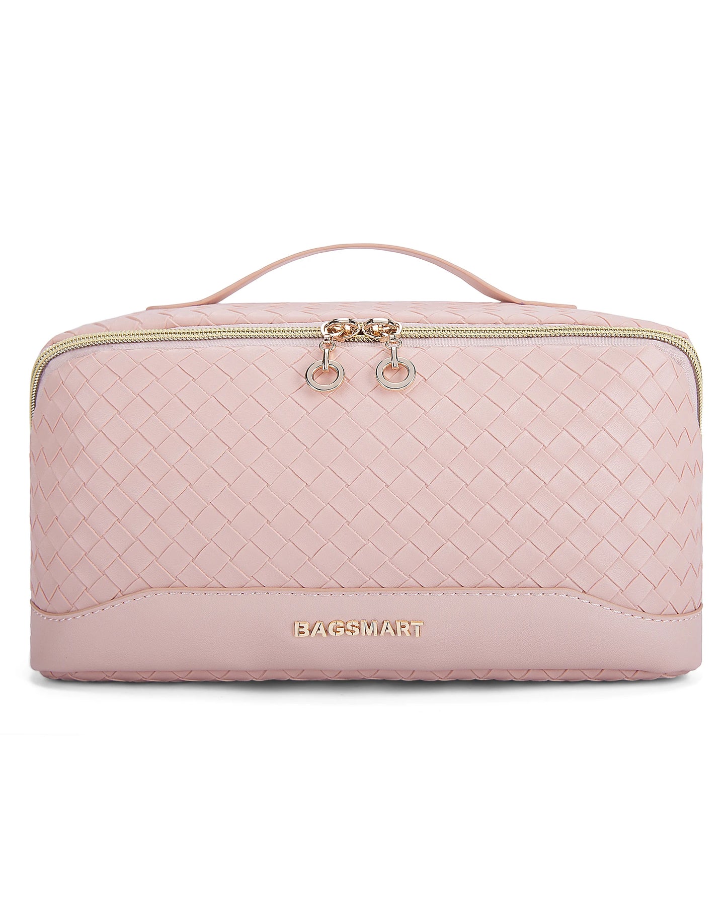 BAGSMART Travel Makeup Bag Cosmetic Bag for Women PU leather Portable Water-resistent Pouch Make Up Organizer Bag for Toiletries