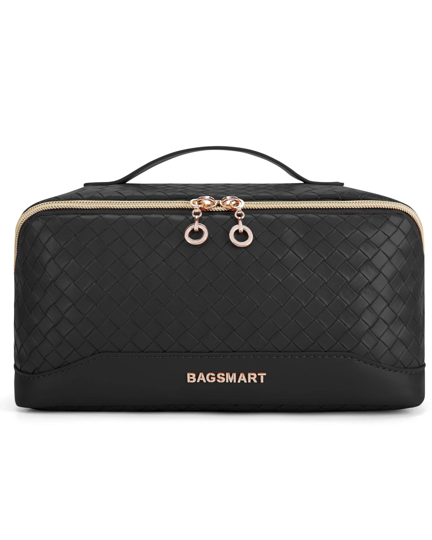 BAGSMART Travel Makeup Bag Cosmetic Bag for Women PU leather Portable Water-resistent Pouch Make Up Organizer Bag for Toiletries