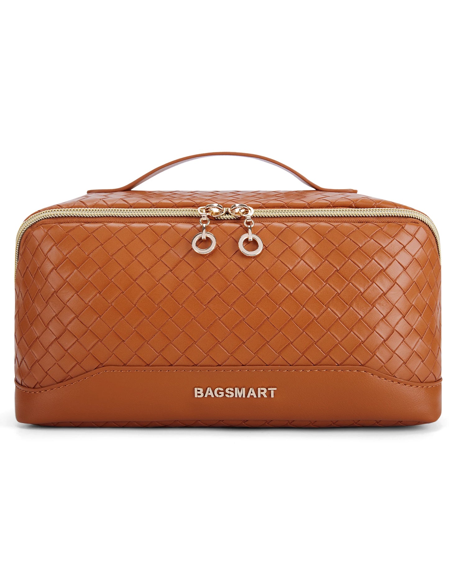 BAGSMART Travel Makeup Bag Cosmetic Bag for Women PU leather Portable Water-resistent Pouch Make Up Organizer Bag for Toiletries