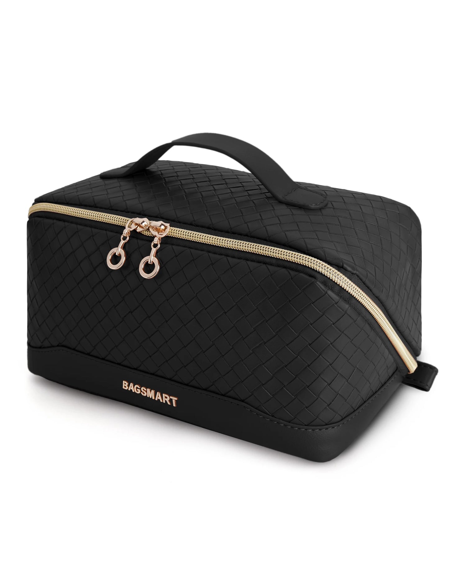 BAGSMART Travel Makeup Bag Cosmetic Bag for Women PU leather Portable Water-resistent Pouch Make Up Organizer Bag for Toiletries