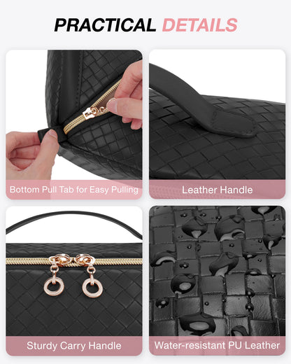 BAGSMART Travel Makeup Bag Cosmetic Bag for Women PU leather Portable Water-resistent Pouch Make Up Organizer Bag for Toiletries