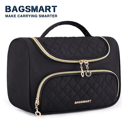 BAGSMART Travel Makeup Bag Make Up Organizer Case Large Open Pouch for Women  Cosmetic bag for Toiletries Accessories Brushes