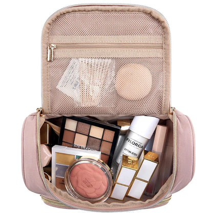 BAGSMART Travel Makeup Bag Make Up Organizer Case Large Open Pouch for Women  Cosmetic bag for Toiletries Accessories Brushes