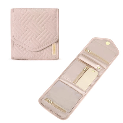 BAGSMART Women Jewelry Storage for  Roll Foldable Portable Jewelry Box Travel Ring Necklace Bracelet Earrings Holder Light Pink