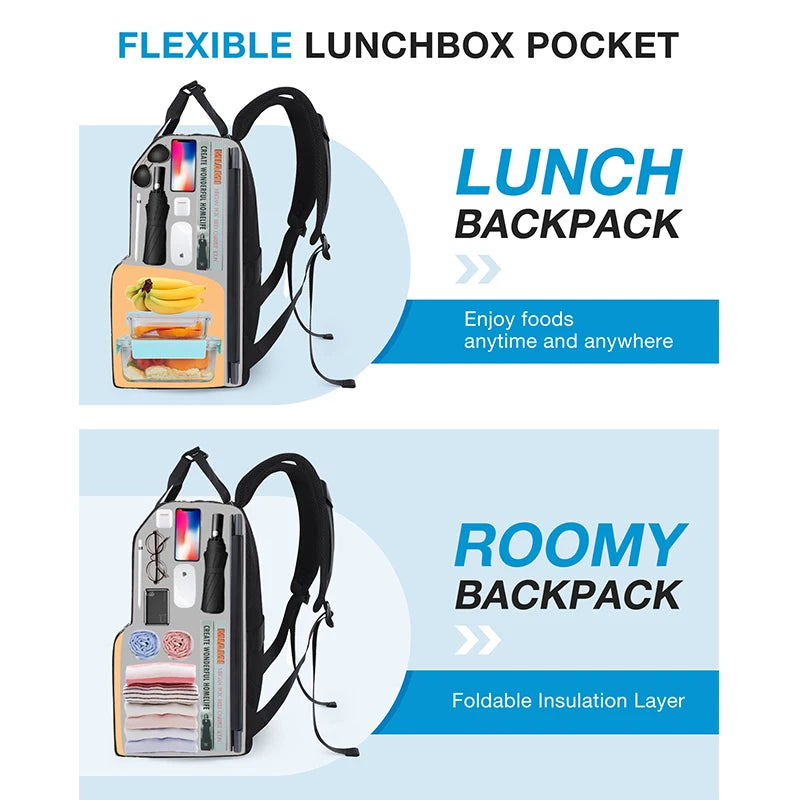 BAGSMART Women Thermal Backpack for Men Traveling Backpacks for Food Organizer Insulated Cool Backpack for Picnic Meal Bag