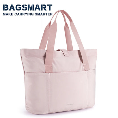 BAGSMART Women Tote Bag 20L Waterproof Folding Travel Bag With Zipper Shoulder Bag Handbag for Travel Work School