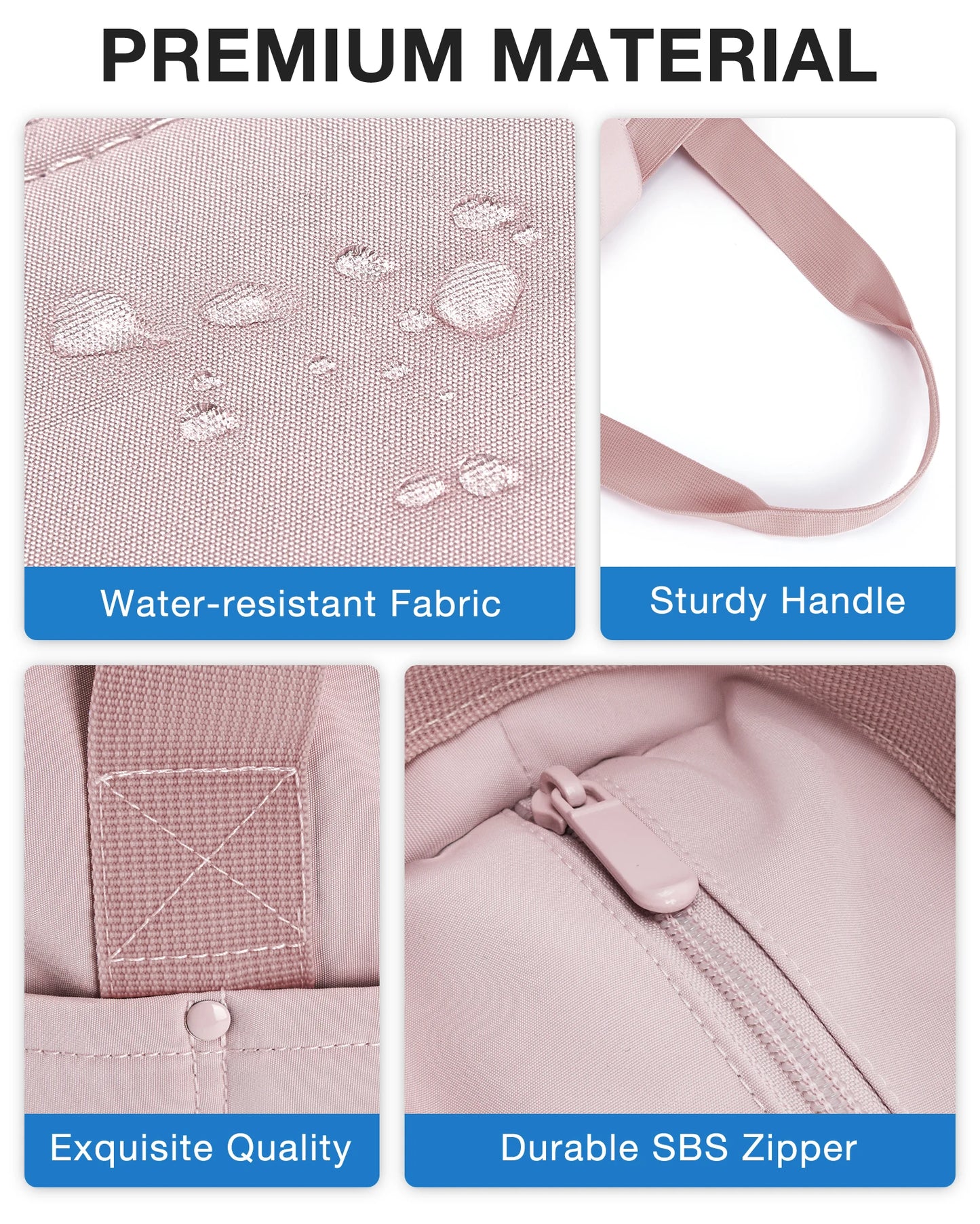 BAGSMART Women Tote Bag 20L Waterproof Folding Travel Bag With Zipper Shoulder Bag Handbag for Travel Work School