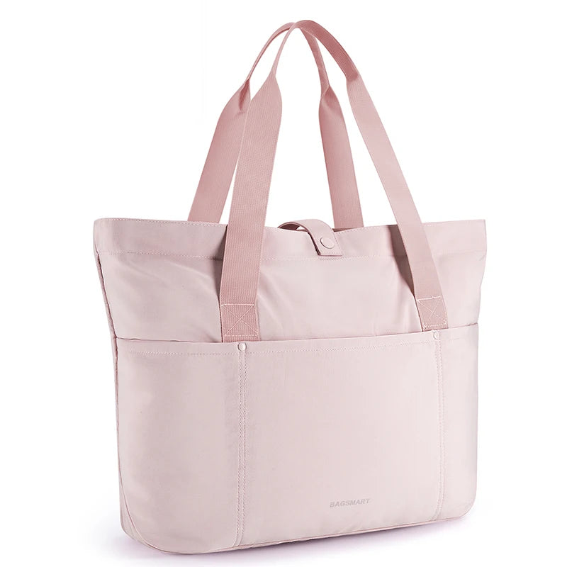 BAGSMART Women Tote Bag 20L Waterproof Folding Travel Bag With Zipper Shoulder Bag Handbag for Travel Work School