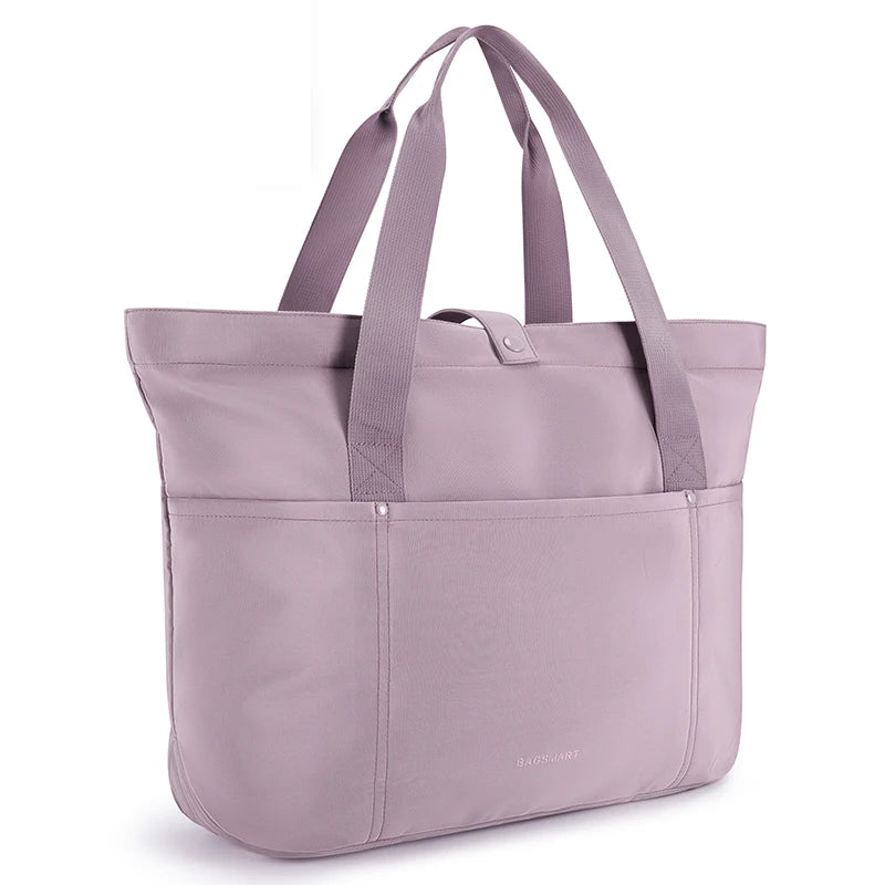 BAGSMART Women Tote Bag 20L Waterproof Folding Travel Bag With Zipper Shoulder Bag Handbag for Travel Work School