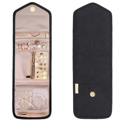 BAGSMART Women Travel Jewelry Organizer Case Foldable Jewelry Roll for Journey-Rings Necklaces Earrings Bracelets