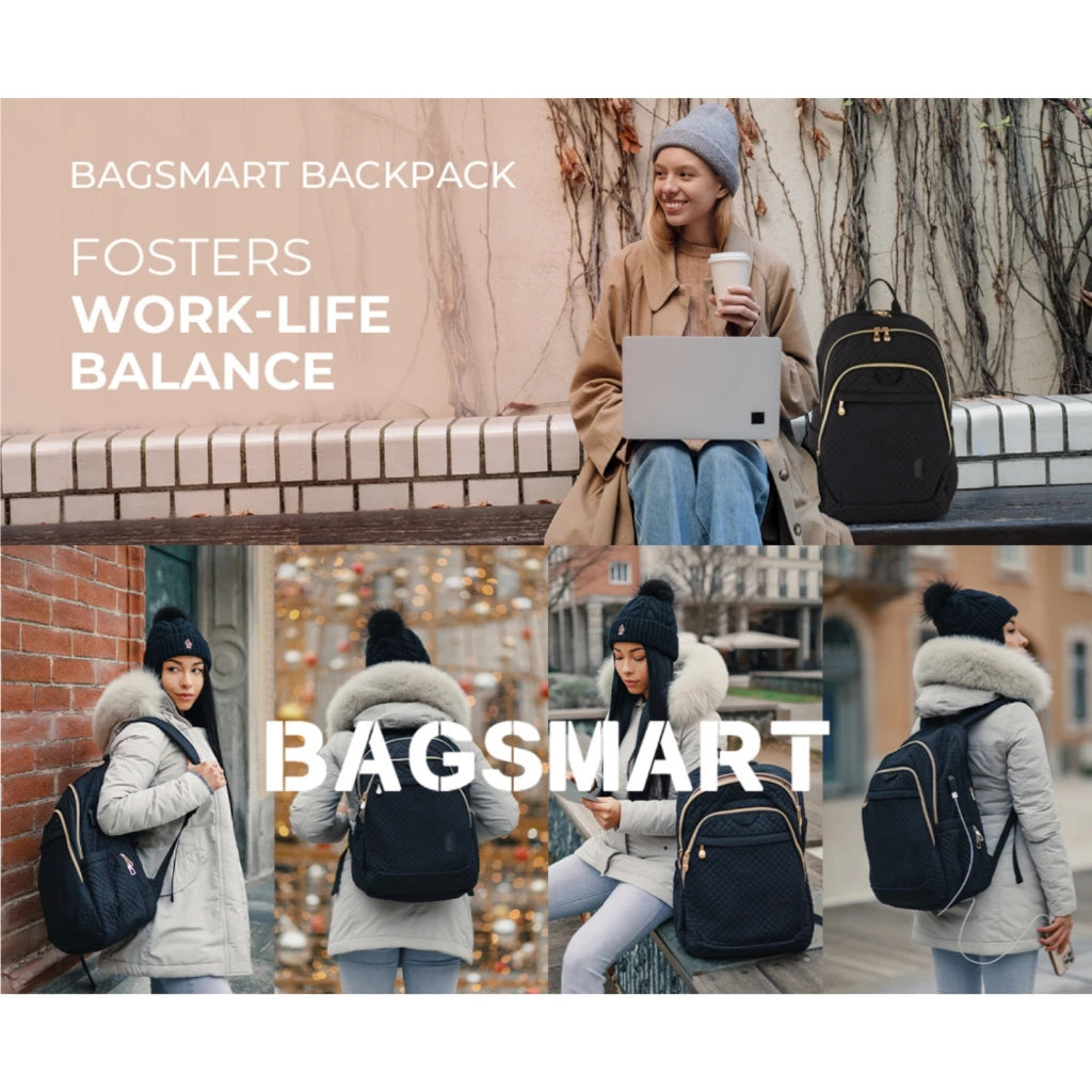 BAGSMART Women's Backpack School Bags for Girl 15.6 inch Laptop Bag Female College Book Bag Casual Daypack Travel Backpack