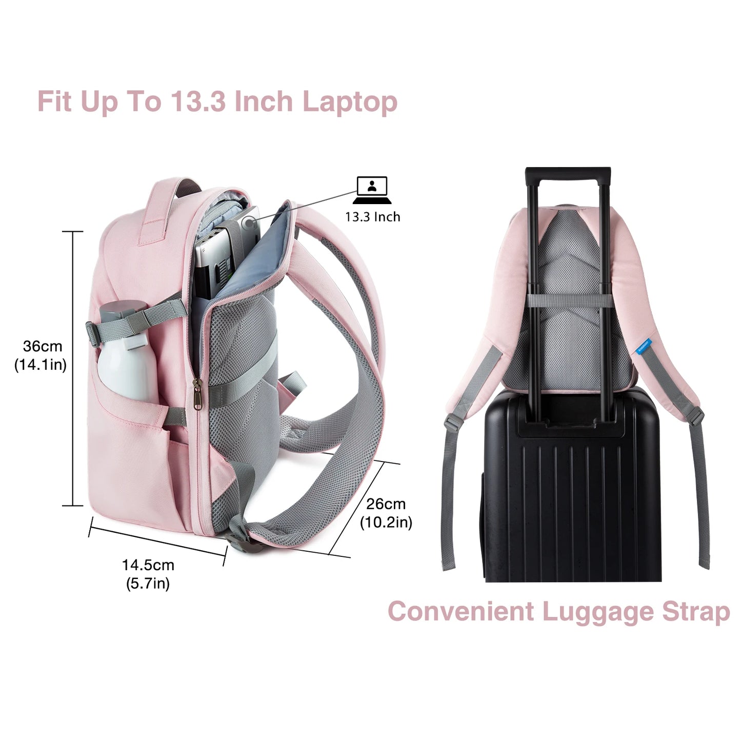 BAGSMART Women's Camera Backpack for Clothes Photographer Bag Laptop Backpacks With Rain Cover Tripod Catch Straps for SLR DSLR