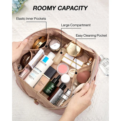 BAGSMART Women's Cosmetic Bag Large Capacity Storage Waterproof Makeup Bags Wide-open Cosmetic Pouch travel essentials