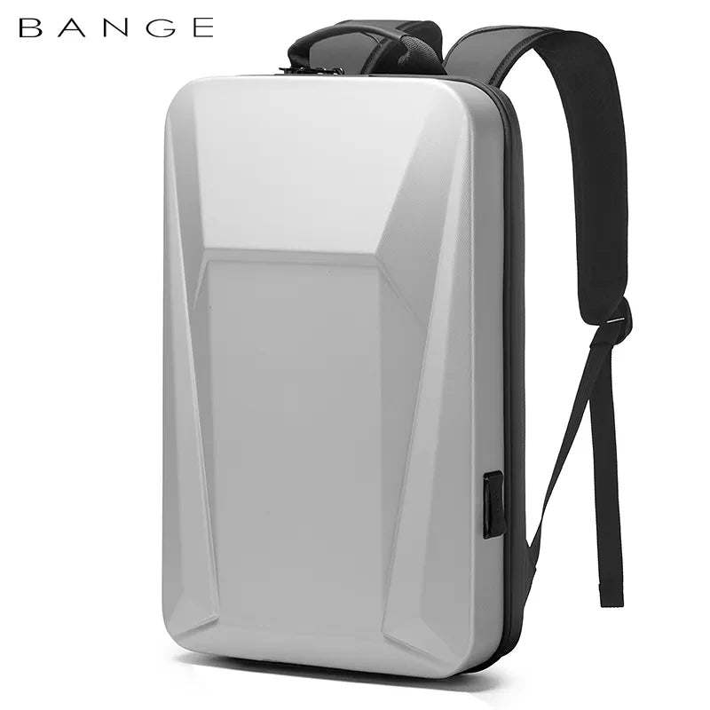 BANGE 15.6-inch PVC Hard Sheel Laptop Men's Backpack Cool  Waterproof Trend Bag for Men and Women