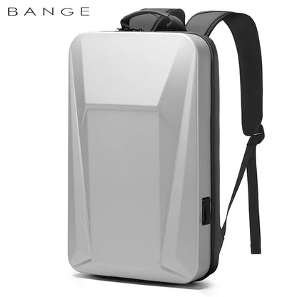 BANGE 15.6-inch PVC Hard Sheel Laptop Men's Backpack Cool  Waterproof Trend Bag for Men and Women