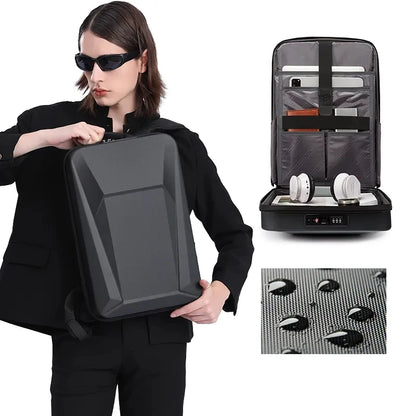BANGE 15.6-inch PVC Hard Sheel Laptop Men's Backpack Cool  Waterproof Trend Bag for Men and Women