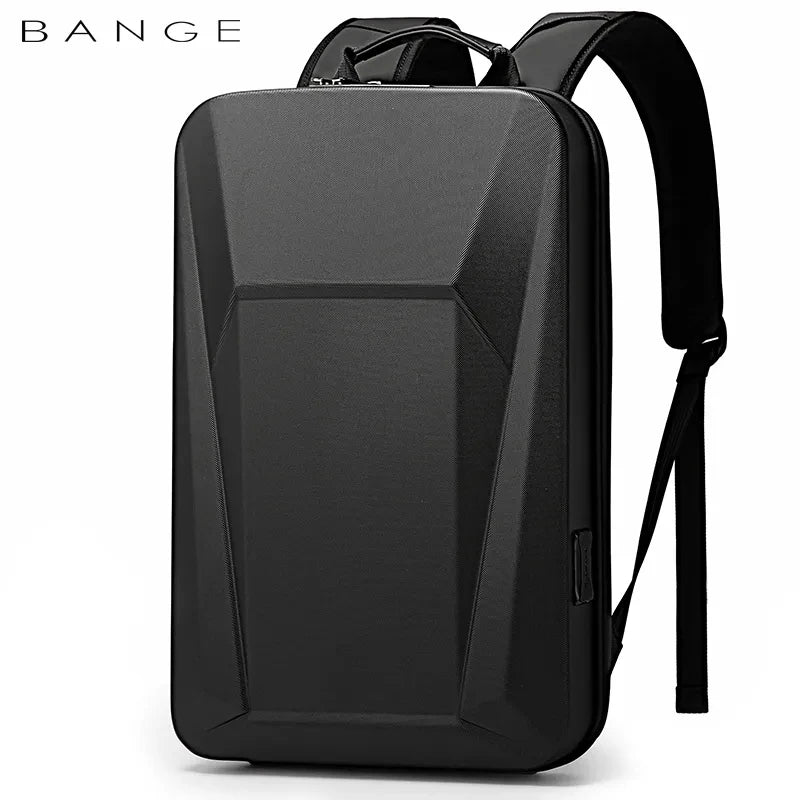 BANGE 15.6-inch PVC Hard Sheel Laptop Men's Backpack Cool Waterproof Trend Bag for Men and Women