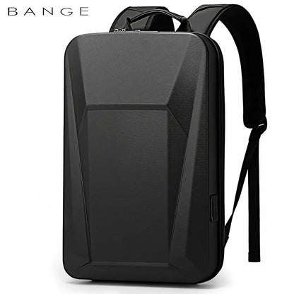 BANGE 15.6-inch PVC Hard Sheel Laptop Men's Backpack Cool Waterproof Trend Bag for Men and Women