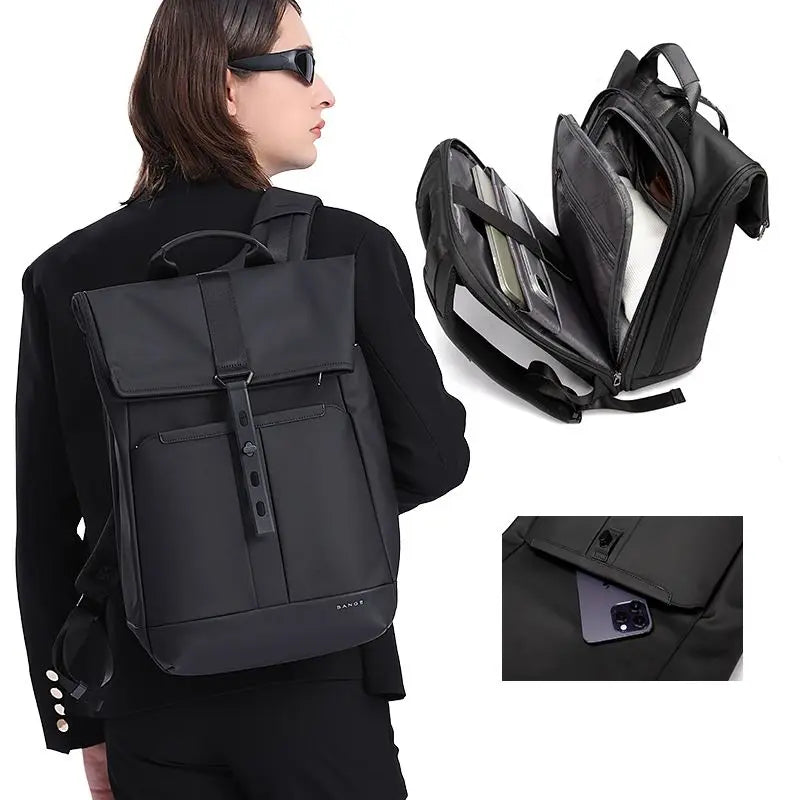 BANGE 15.6 inch laptop cabin backpack Men waterproof multi compartment travel bag Black backpack suitable for men and women
