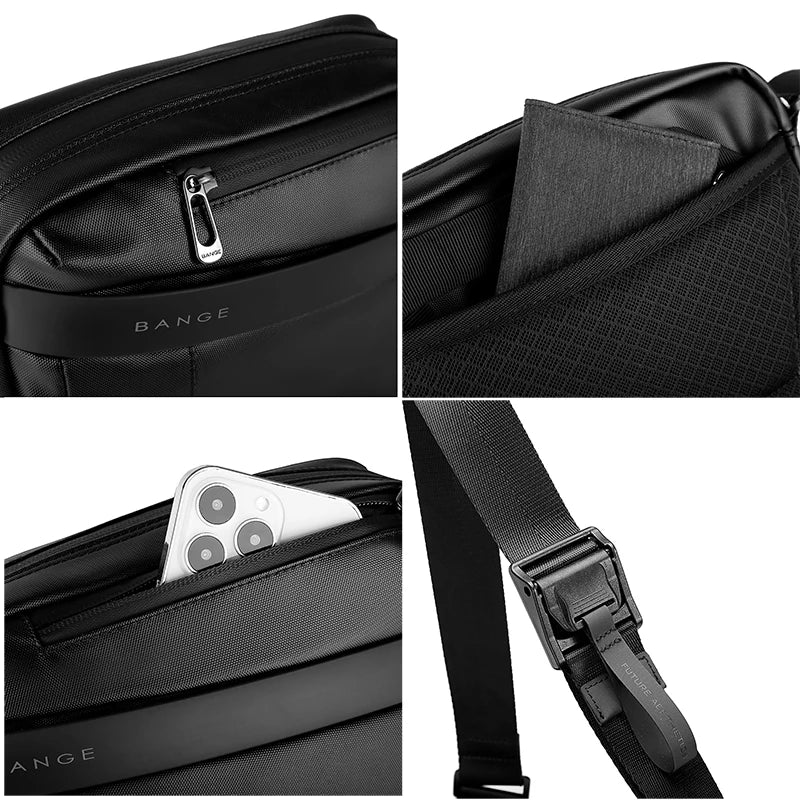 BANGE 2023 Men's Shoulder Bags Nylon Business Man Bags 8.6" Briefcase Canvas Crossbody Bags Small Waterproof Bag Male Fashion