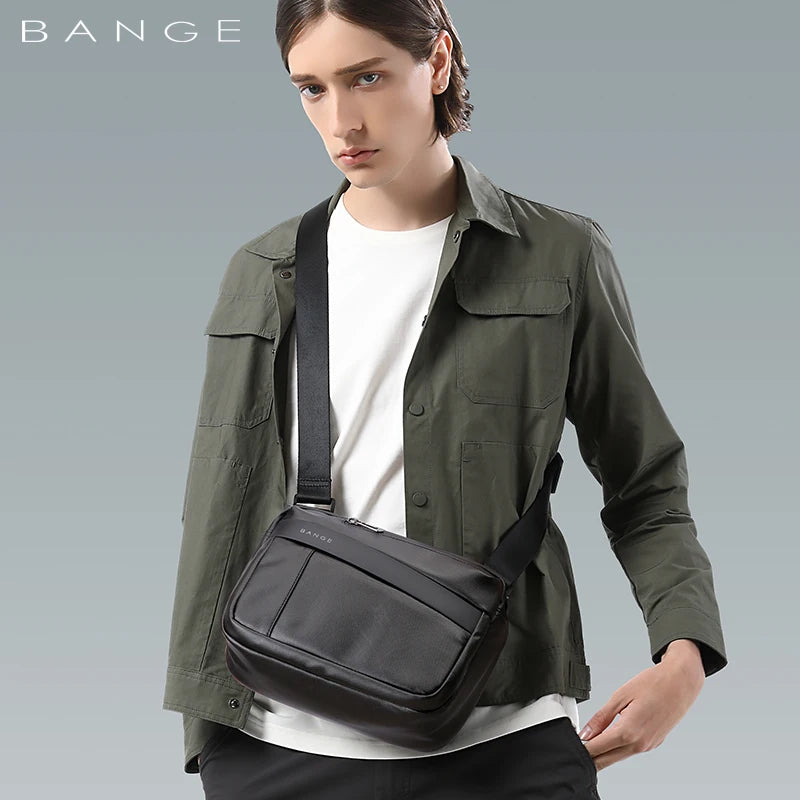 BANGE 2023 Men's Shoulder Bags Nylon Business Man Bags 8.6" Briefcase Canvas Crossbody Bags Small Waterproof Bag Male Fashion