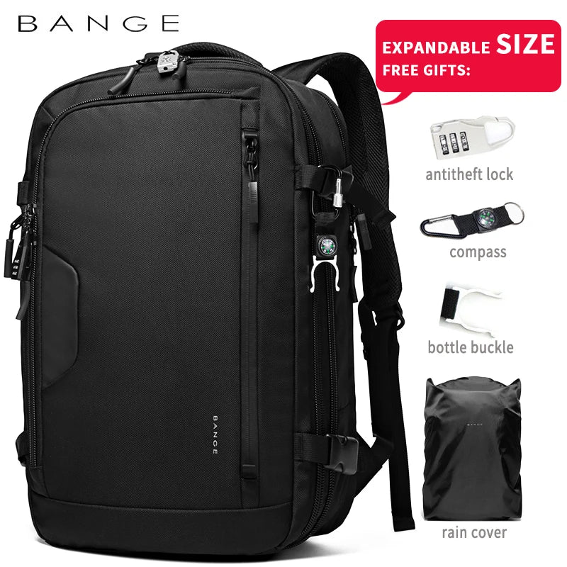 BANGE 22 inch Laptop Backpack 45L Expandable Large Capacity Travel Backpack Men Travel FAA Flight Approved Weekender Bag for Men