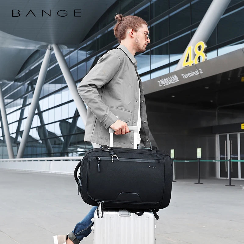 BANGE 22 inch Laptop Backpack 45L Expandable Large Capacity Travel Backpack Men Travel FAA Flight Approved Weekender Bag for Men