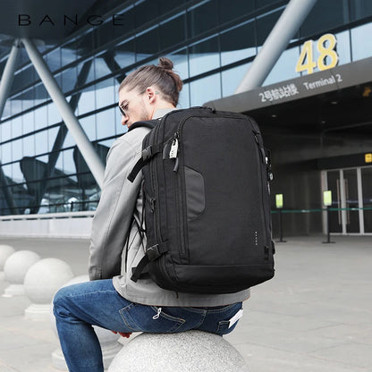 BANGE 22 inch Laptop Backpack 45L Expandable Large Capacity Travel Backpack Men Travel FAA Flight Approved Weekender Bag for Men