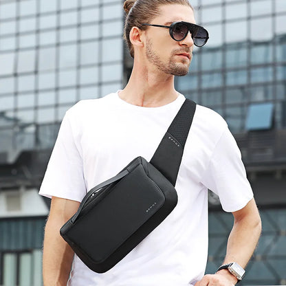 BANGE 9.7Inch iPad Fashion Business Men's Messenger Bag Anti-Theft Waterproof Teen Chest Bag Travel Casual Everyday Shoulder Bag