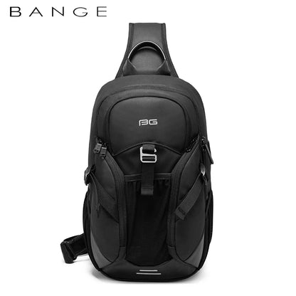 BANGE  Chest Bag Men Large Capacity USB Recharging Waterproof Laptop Daily Work Business Slim bags for School mochila for men