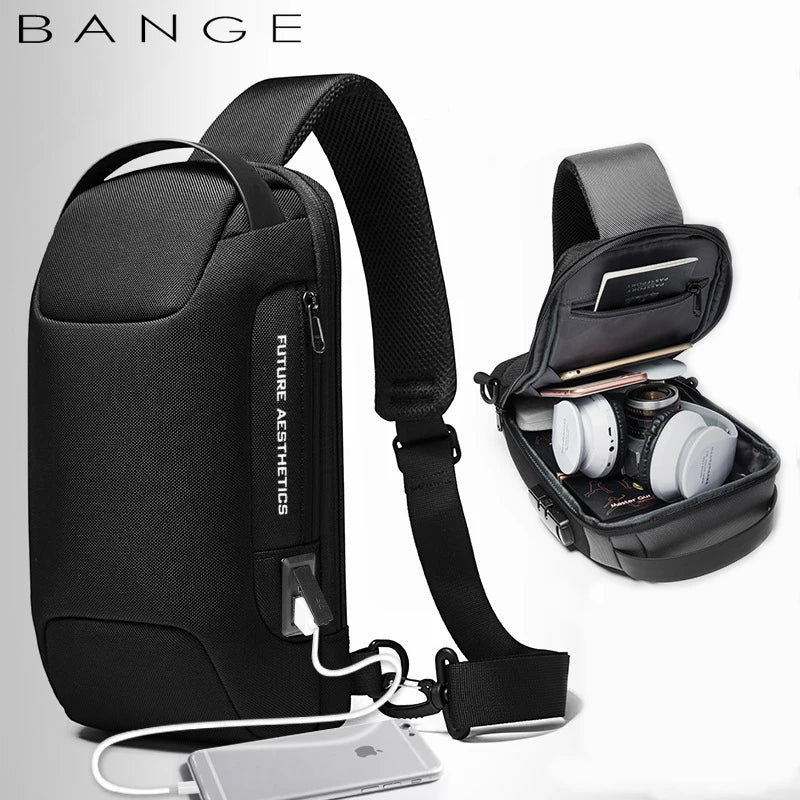 BANGE Crossbody Bag For Men Portable Waterproof Shoulder Messenger Bags Male Travel Short Trip Chest Bag Fit For 9.7 Inch iPad