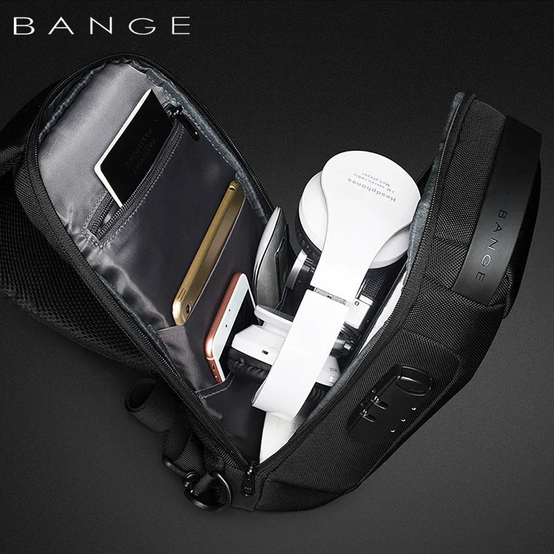 BANGE Crossbody Bag For Men Portable Waterproof Shoulder Messenger Bags Male Travel Short Trip Chest Bag Fit For 9.7 Inch iPad
