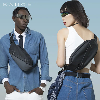 BANGE Crossbody Bag Men Big Capacity Waterproof Multifunction  Shoulder Bag Male Sling Chest Bags For Waist Belt Matching