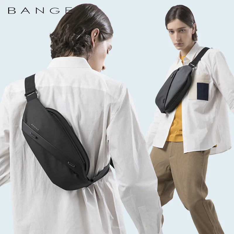 BANGE Crossbody Bag Men Big Capacity Waterproof Multifunction  Shoulder Bag Male Sling Chest Bags For Waist Belt Matching