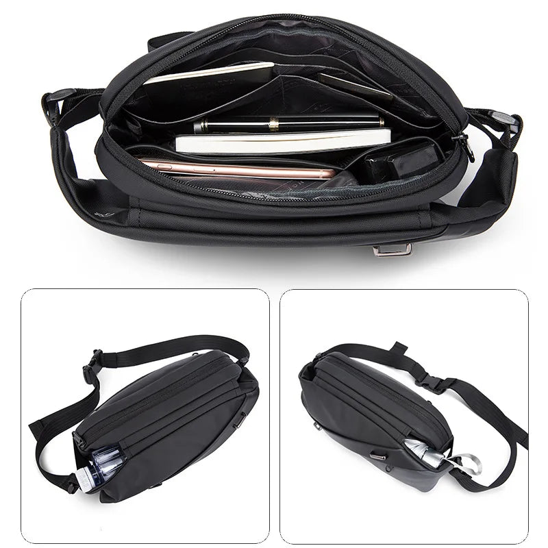BANGE Crossbody Bag Men Big Capacity Waterproof Multifunction  Shoulder Bag Male Sling Chest Bags For Waist Belt Matching