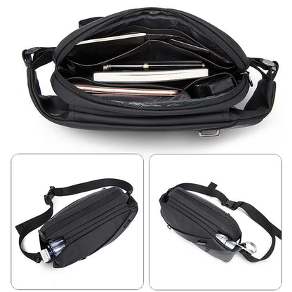 BANGE Crossbody Bag Men Big Capacity Waterproof Multifunction  Shoulder Bag Male Sling Chest Bags For Waist Belt Matching