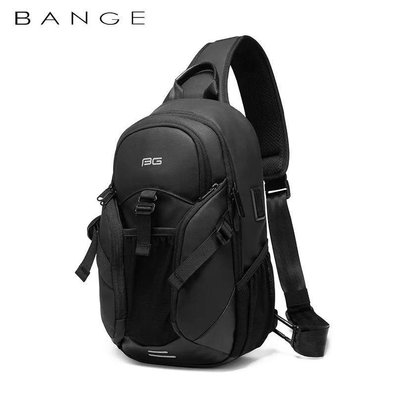 BANGE Fashion Chest Bag Men Travel Waterproof Leisure Business Chest Sports Packs Messenger Shoulder Sling Running Bag men's
