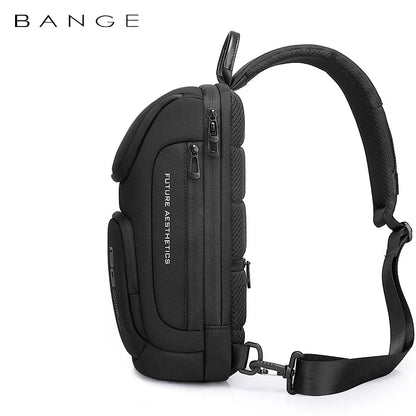 BANGE Large Capacity Men's Messenger Bag Ultralight and Portable Multi Pocket Waterproof Backpack Travel Chest Bag for 9.7" iPad