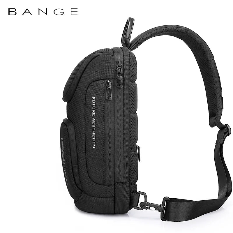 BANGE Large Capacity Men's Messenger Bag Ultralight and Portable Multi Pocket Waterproof Backpack Travel Chest Bag for 9.7" iPad