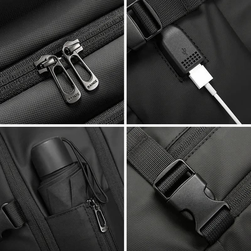 BANGE Large Capacity USB Rechargable Travel Backpacks Men 15.6 inch Laptop Backpack Waterproof Outdoor Bag for Male