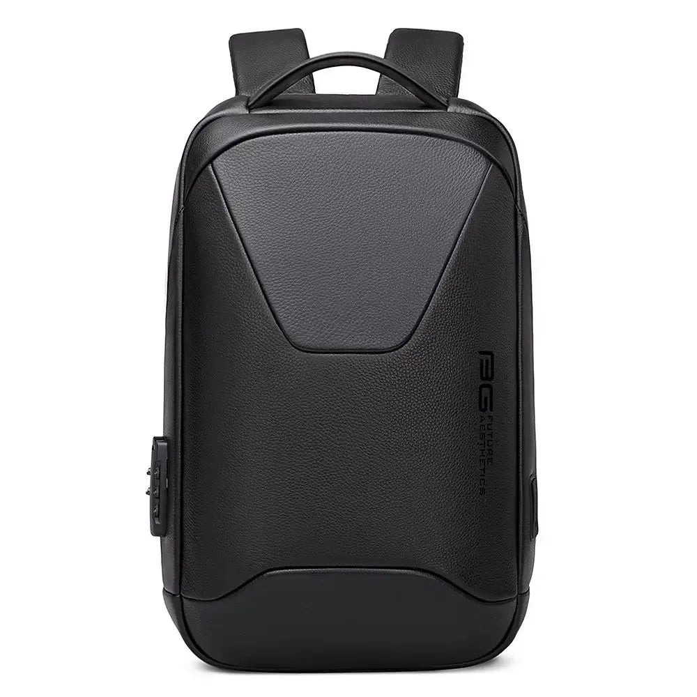 BANGE Leather Anti Theft Waterproof Laptop Backpack 15.6 Inch Daily Work Business Backpack School back pack mochila for Male