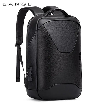 BANGE Leather Anti Theft Waterproof Laptop Backpack 15.6 Inch Daily Work Business Backpack School back pack mochila for Male