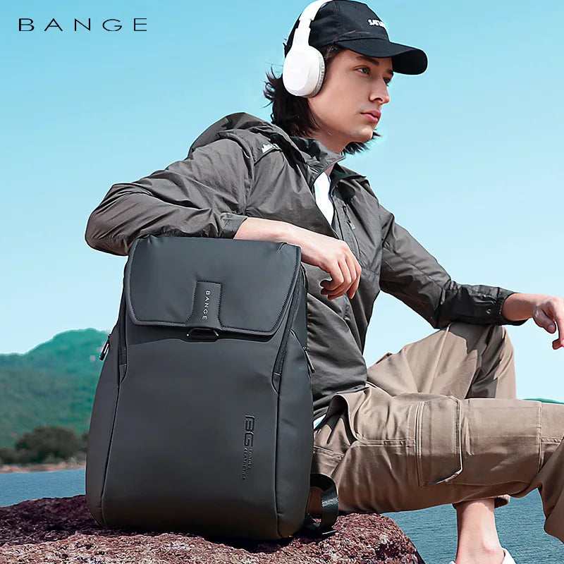 BANGE Men Backpack Anti theft Waterproof Laptop Bag 15.6 Inch Daily Work Business Backpack School anti-theft messenger sling
