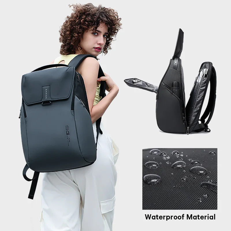 BANGE  Men Backpack Fashion Waterproof School Travel Bag Backpack USB Business Backpacks Fit For 15.6 Inch Laptop