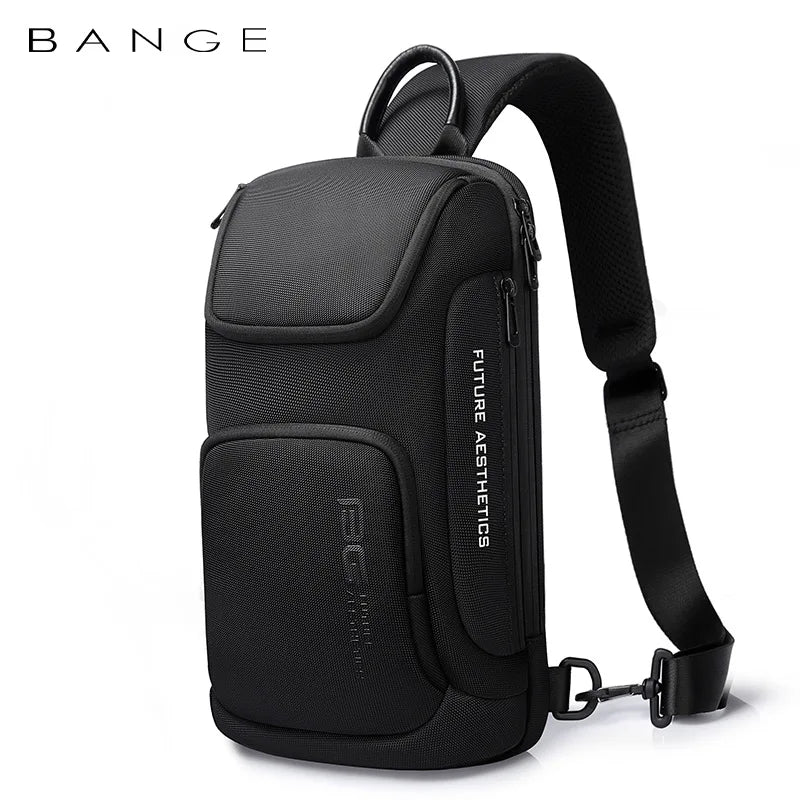 BANGE Men's Waterproof USB Oxford Crossbody Bag Anti-theft Shoulder Sling Bag Multifunction Travel Messenger Chest Pack For Male