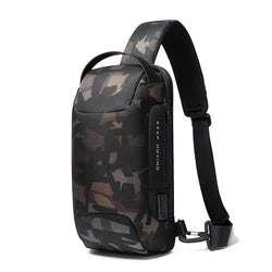 BANGE Men's Waterproof USB Oxford Crossbody Bag Anti-theft Shoulder Sling Bag Multifunction Travel Messenger Chest Pack For Male