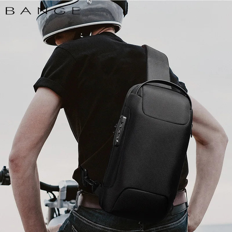 BANGE Men's Waterproof USB Oxford Crossbody Bag Anti-theft Shoulder Sling Bag Multifunction Travel Messenger Chest Pack For Male