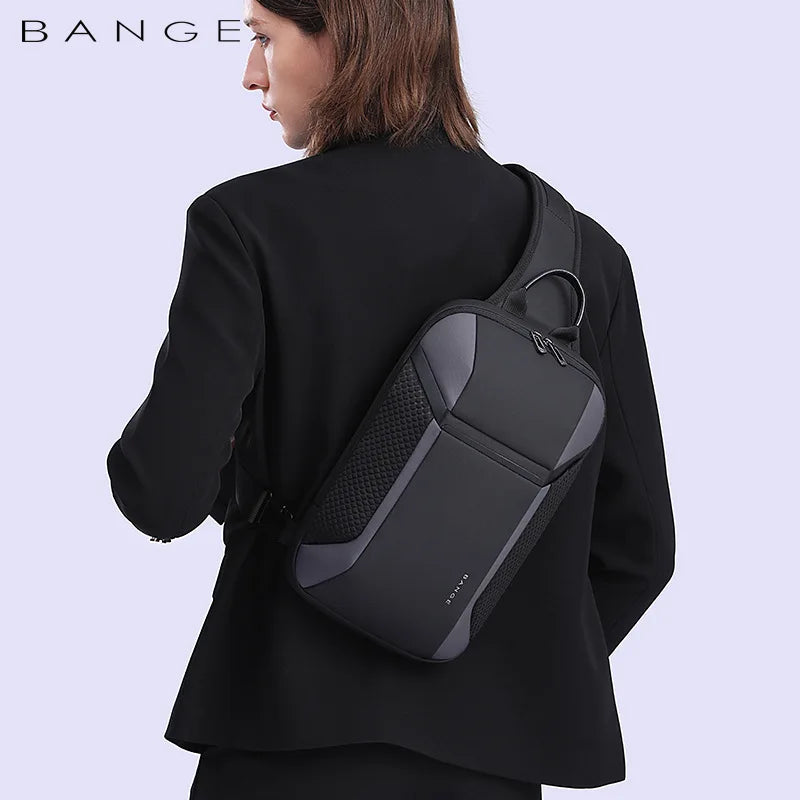 BANGE Multi functional Men's Oxford Crossbody Bag Anti-theft Shoulder Bags Short Trip Messenger USB Charging Chest Bag Pack