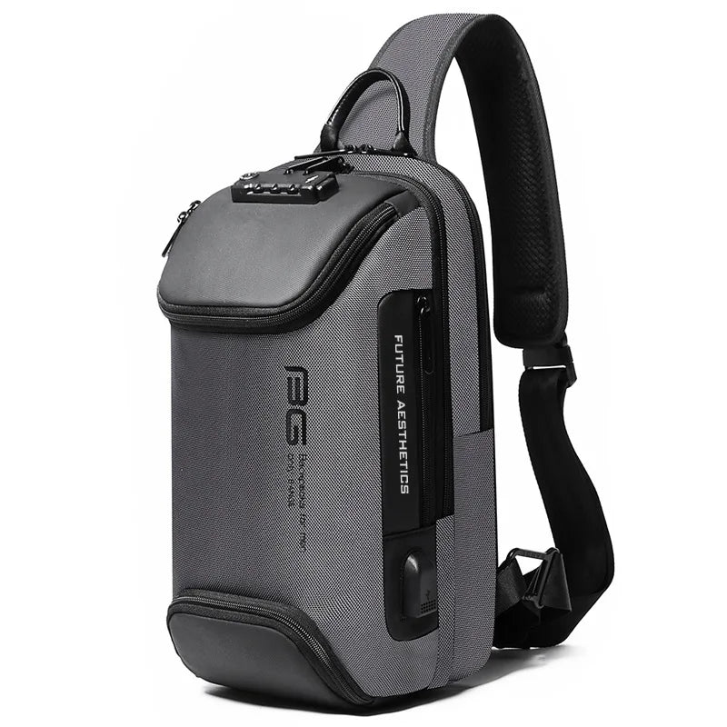 BANGE Multi functional Men's Oxford Crossbody Bag Anti-theft Shoulder Bags Short Trip Messenger USB Charging Chest Bag Pack
