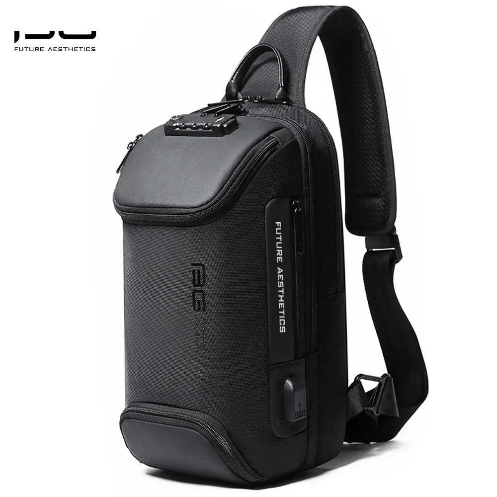 BANGE Multi functional Men's Oxford Crossbody Bag Anti-theft Shoulder Bags Short Trip Messenger USB Charging Chest Bag Pack